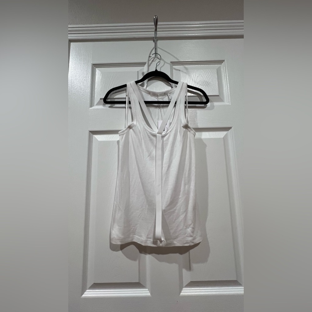 $175 HELMUT LANG OPTIC WHITE STRAP RACER TANK TOP SIZE S MADE IN PERU